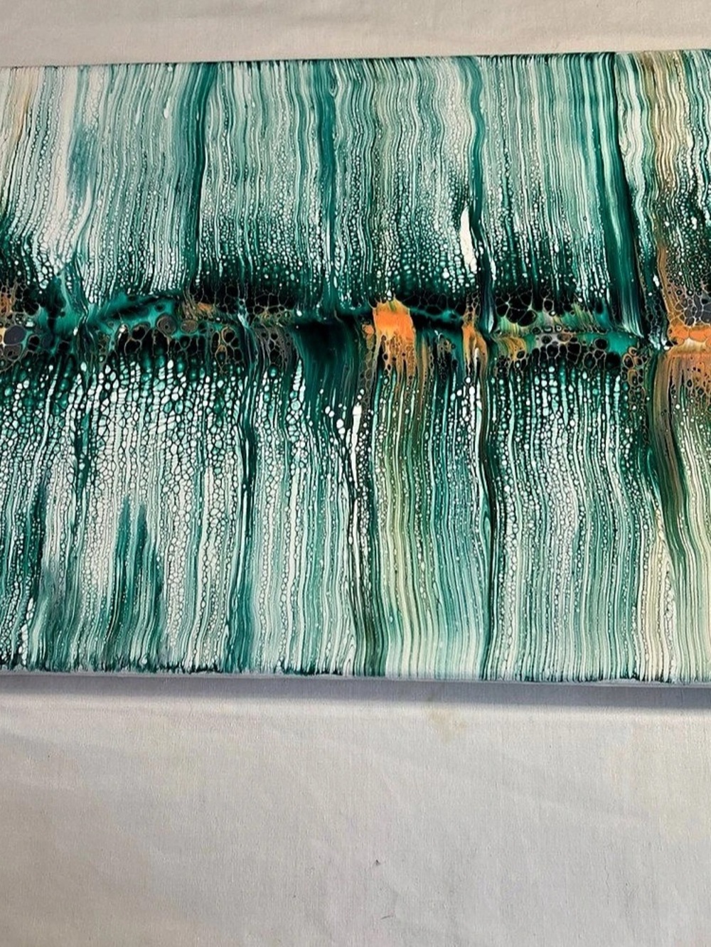 Abstract Green & White Painting- Glossy Finish
